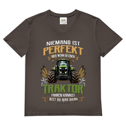 Herren Basic V-Neck T-Shirt Traktor-Design