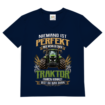 Herren Basic V-Neck T-Shirt Traktor-Design