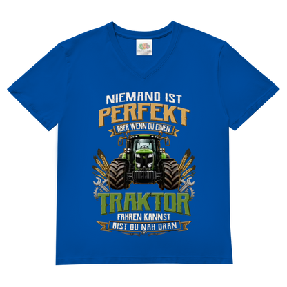 Herren Basic V-Neck T-Shirt Traktor-Design
