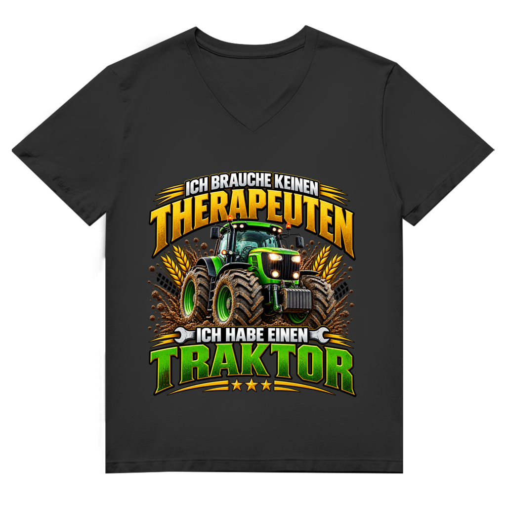 Herren Premium Bio V-Neck T-Shirt  Ich brauche keinen Therapeuten
