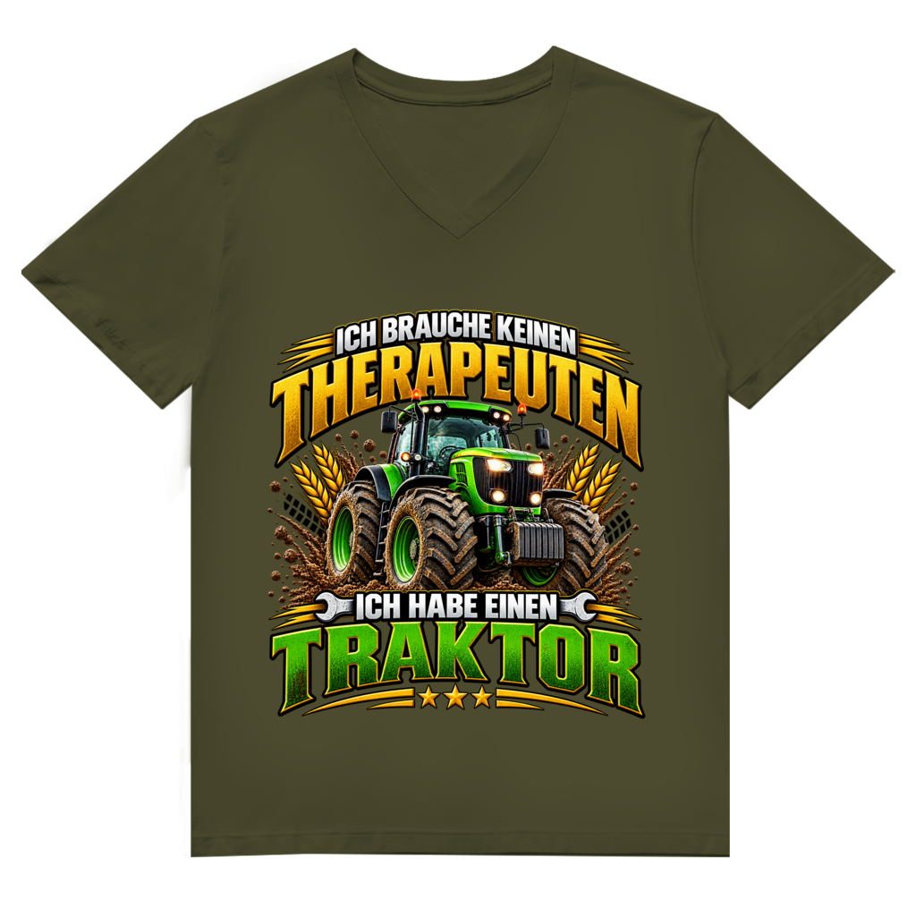 Herren Premium Bio V-Neck T-Shirt  Ich brauche keinen Therapeuten