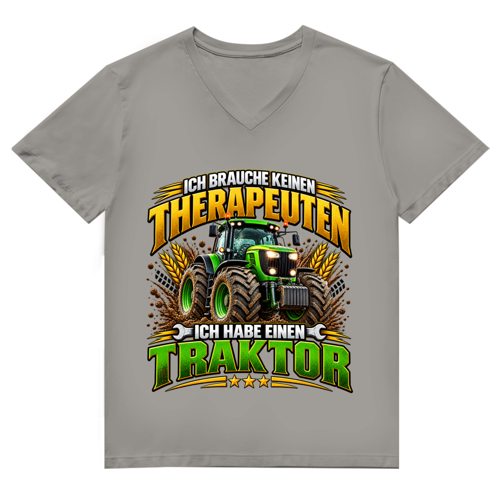 Herren Premium Bio V-Neck T-Shirt  Ich brauche keinen Therapeuten