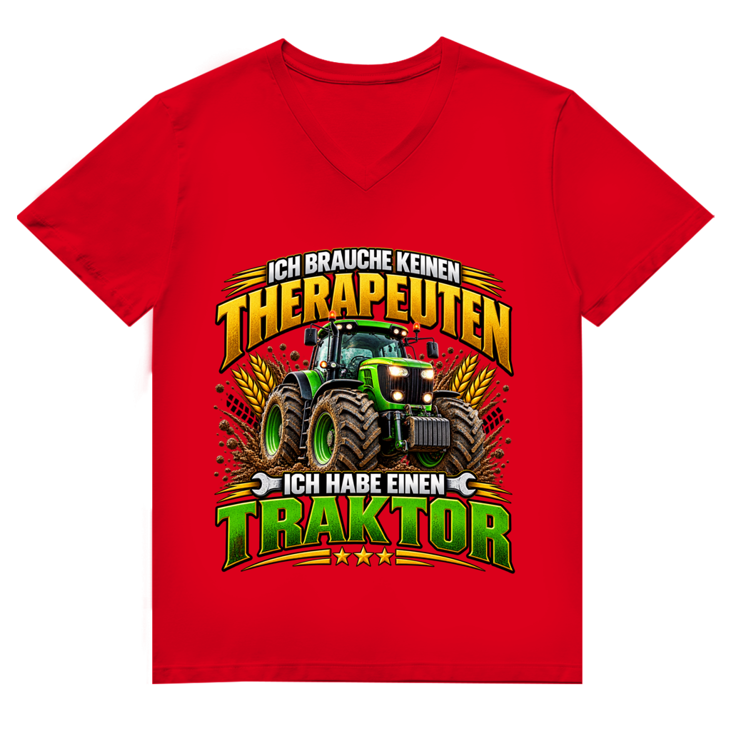 Herren Premium Bio V-Neck T-Shirt  Ich brauche keinen Therapeuten