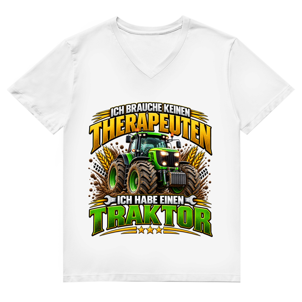 Herren Premium Bio V-Neck T-Shirt  Ich brauche keinen Therapeuten